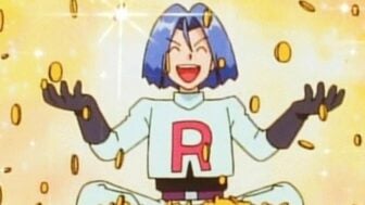 James surrounded by gold coins